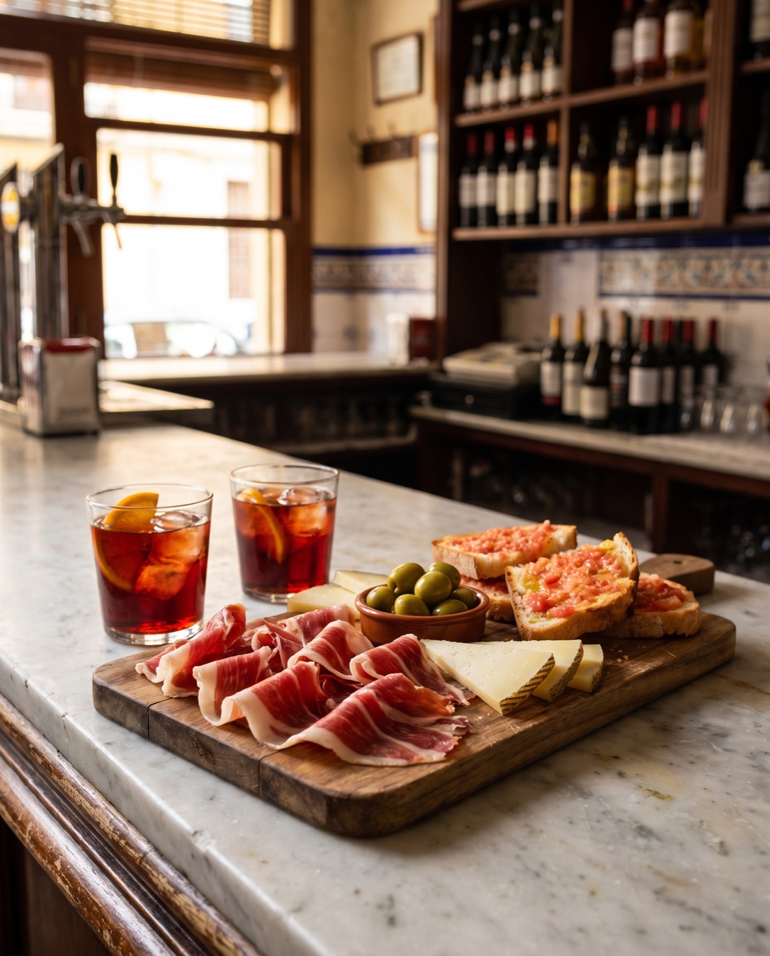 Jamón y vermut